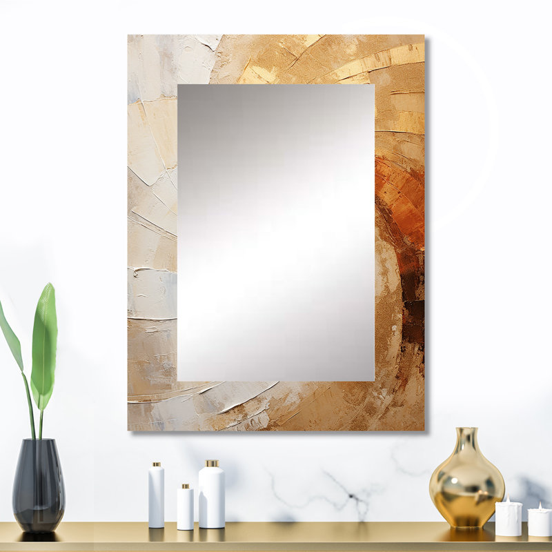 Gold Beige Spiral Poteries - grand miroir mural spirales abstraites, 32 po x 24 po