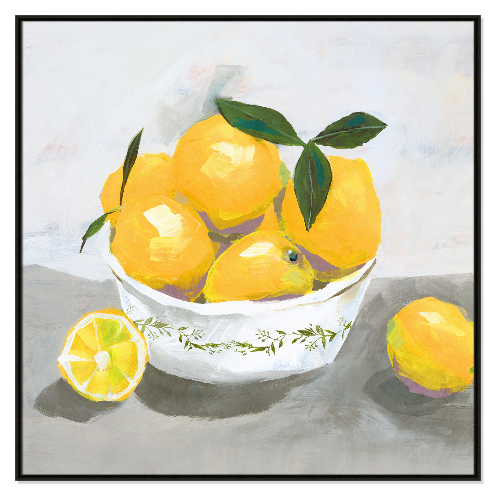 Hayons "Lemons" Painting by Isabelle Z, 46.5" H x 46.5" W x 2" D, Espresso Framed Canvas