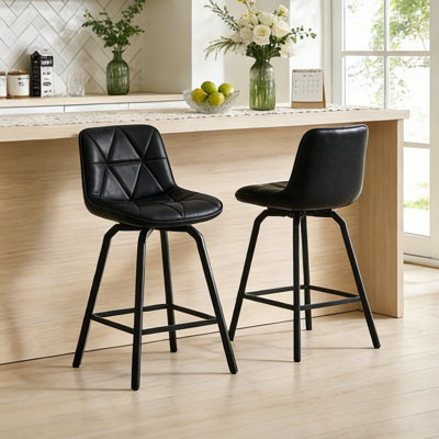 26" Swivel Counter Stool with Faux Leather Seat