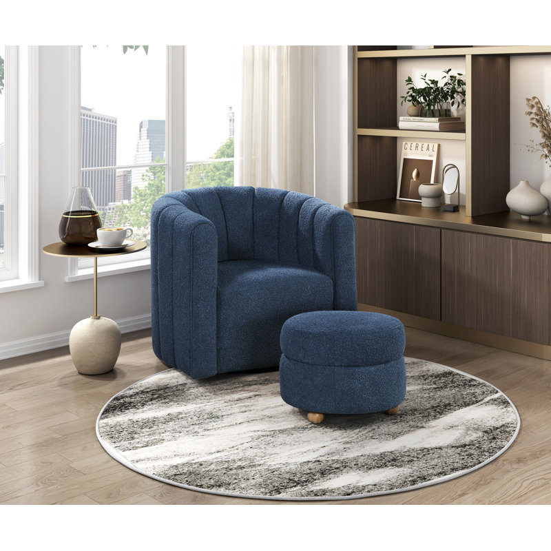 Mobilier de salon moderne et pivotant avec repose-pieds Boucle, Bleu