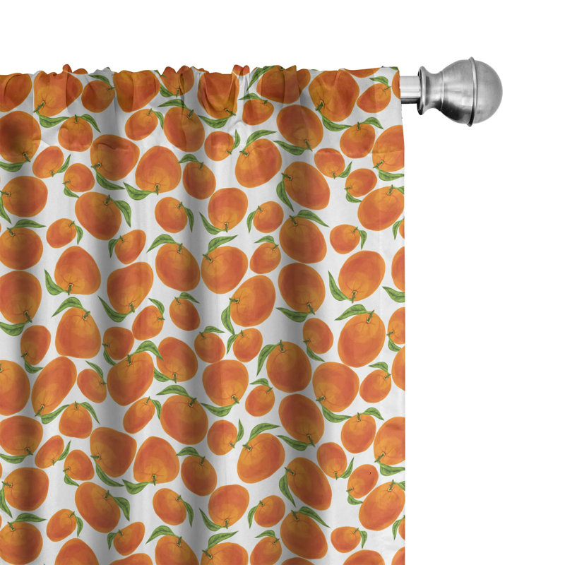 Tangerine Semi-Sheer Rod Pocket Curtain Panels, 28" x 84"