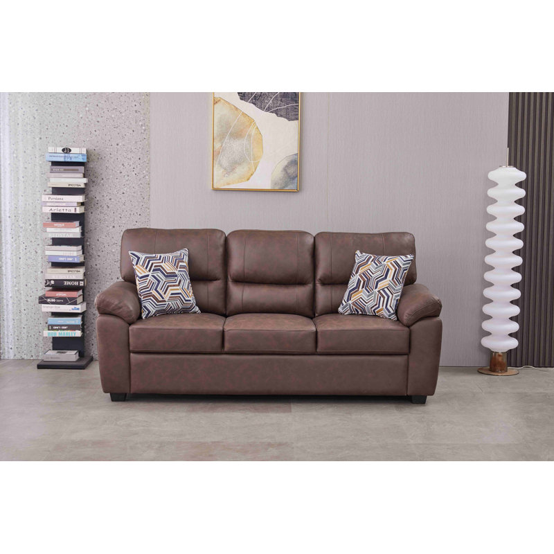 Canapé en similicuir de 80,5 po de largeur, Brun