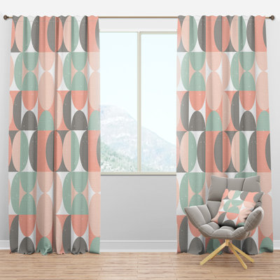 Panneau de rideau simple semi-diaphane avec passe-tringle Mid-Century Retro