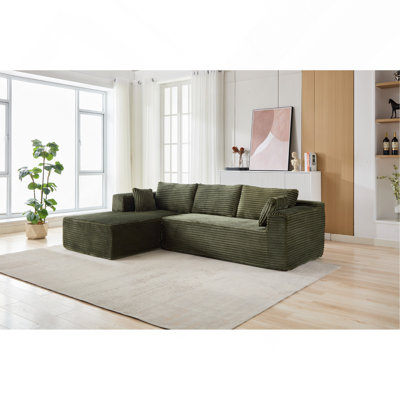 Compression Sectional Couch With Comfy Chaise, Boneless L Shape Sofa For Deep Seating And Space Optimization, Minimalist Modular Sleeper For Various Rooms