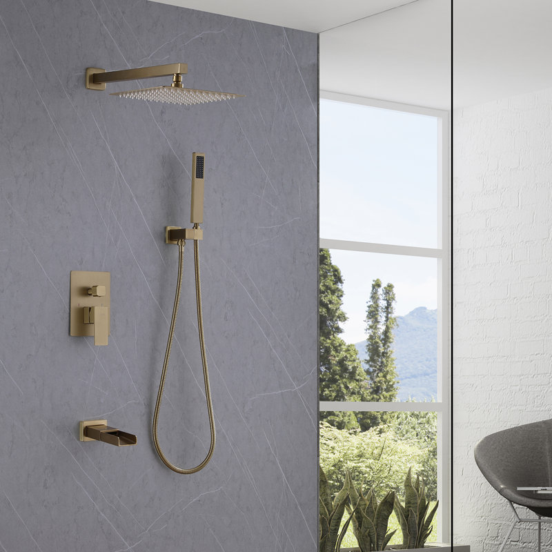 All-In-One Kit with Rough in-Valve, Brushed Gold