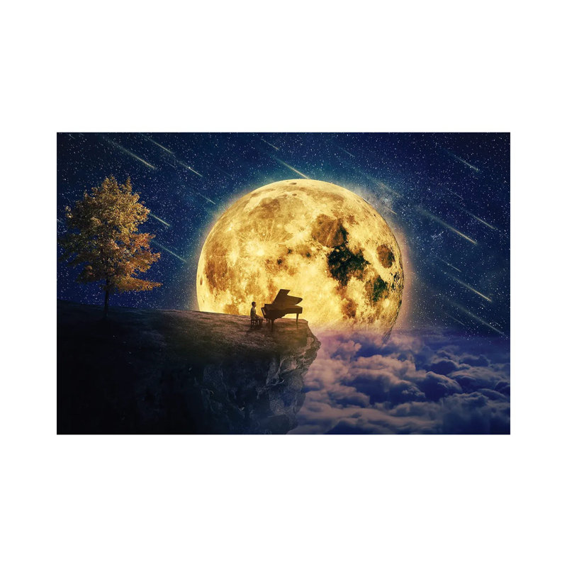 Midnight Piano Lullaby - Print on Canvas, 20.32 cm H x 30.48 cm W, Wrapped Canvas