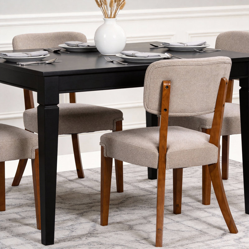 Ensemble de 2 chaises de salle à manger modernes sans accoudoirs avec pieds en bois, Brun, Brun