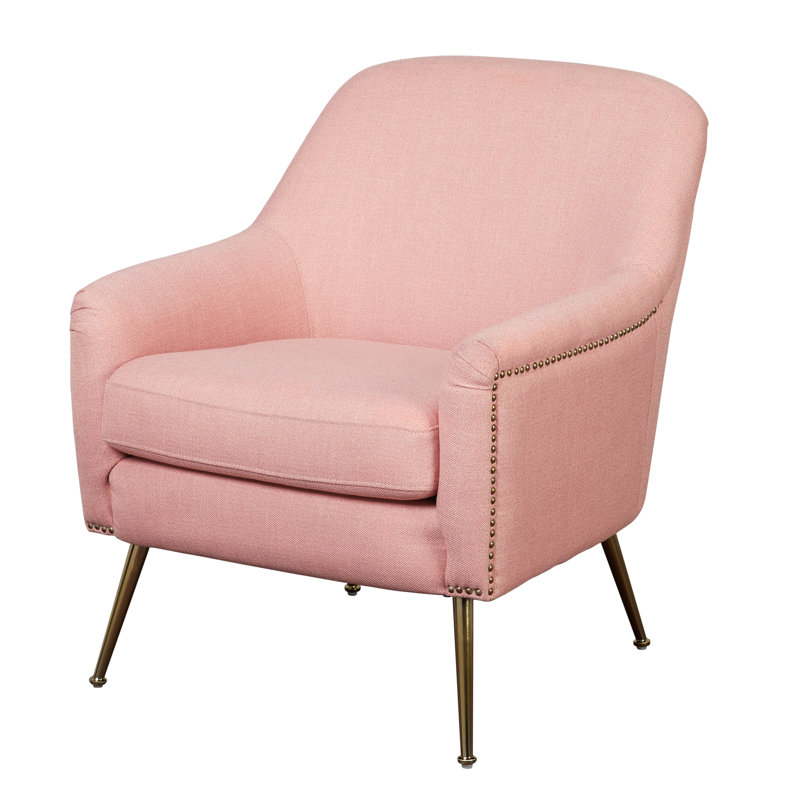 Beauford Upholstered Armchair, Pink Polyester Blend