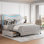 Structure de lit simple / double / grand avec 2 tiroirs de rangement, lit plateforme tapissier, support à lattes en bois massif pour enfants et adolescents