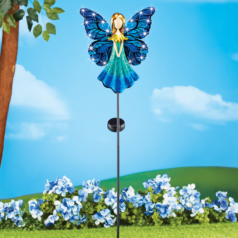 Solar Powered Blue and Gold Angel Garden Stake