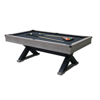 84-Inch Indoor Pool Table Set with Accessories and Grey MDF Finish