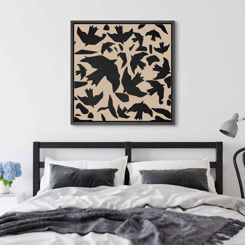 Black Tan Birds, Black Floater Frame, 24" H x 24" W