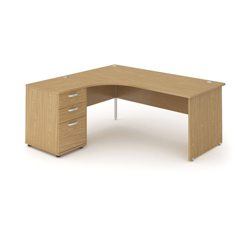 Impulse L-Shaped Computer Desk, Beech, Left, 73cmH x 160cm W x 163cmD
