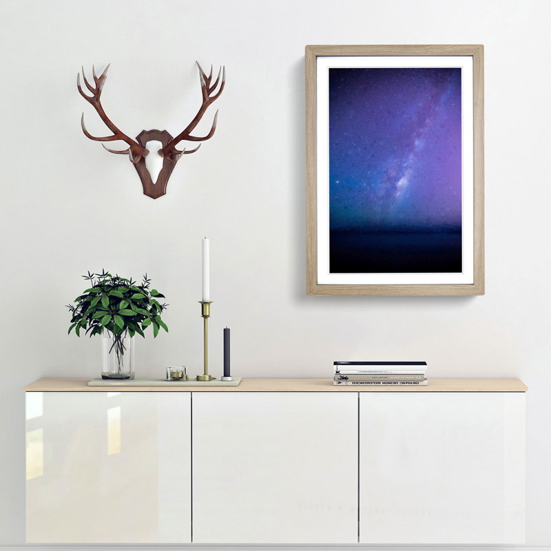 The Milky Way Stars Above Malta - Picture Frame Graphic Art Print, 87cm H x 62cm W x 2cm D, Oak Framed