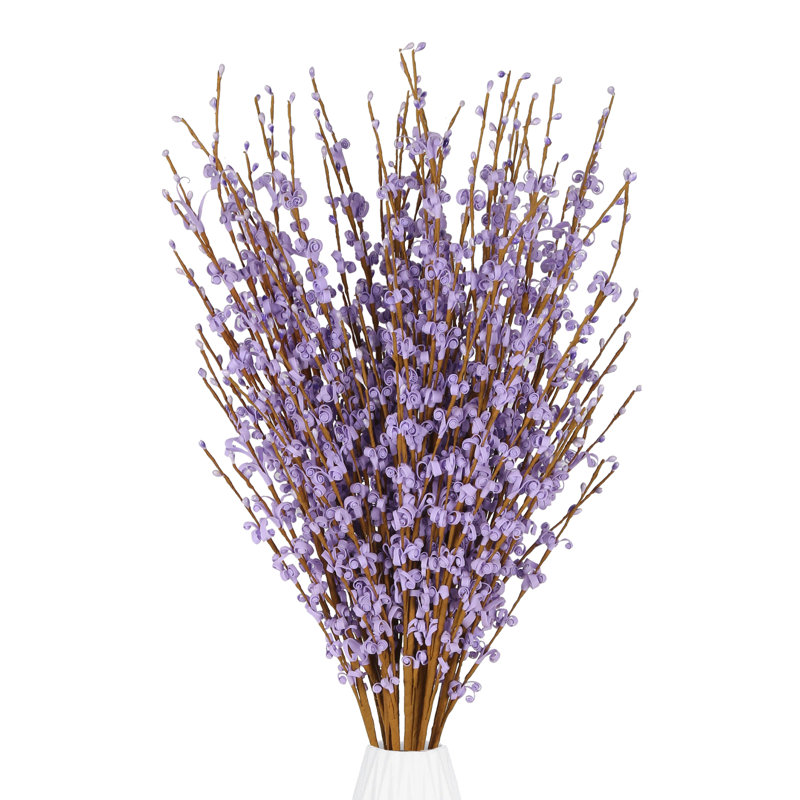 15 Pcs Fleurs Faux Fleurs De Jasmin Chatte Saule Branches Pour Vases De Mariage Bureau À Domicile Cuisine Décoration, Mauve