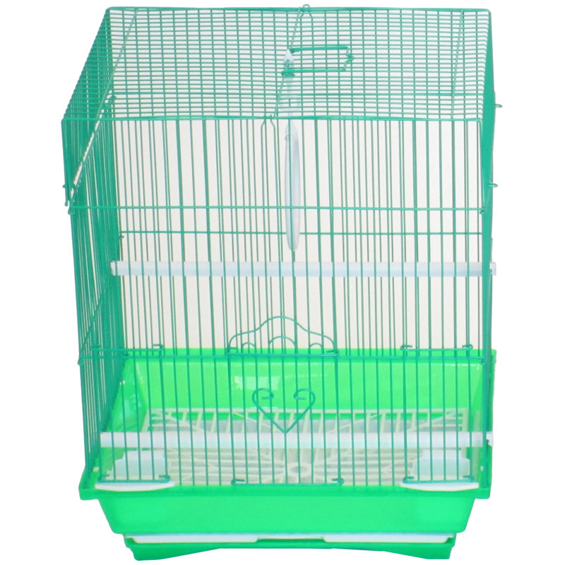 Petit cage à perruche avec porte d’accès pour aliments flat top, vert