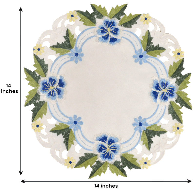 Ensemble de 8 napperons ronds en dentelle bleue ou verte Decumin pour table de salle à manger