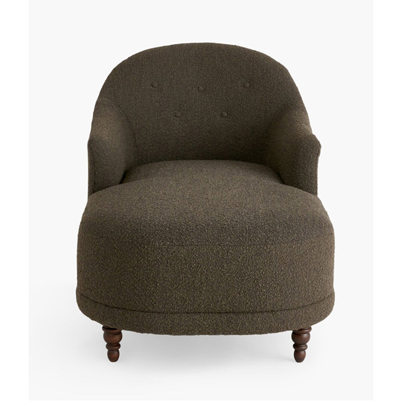 Chaise longue légère et luxueuse en bois massif et laine d'agneau pour chambre et salon