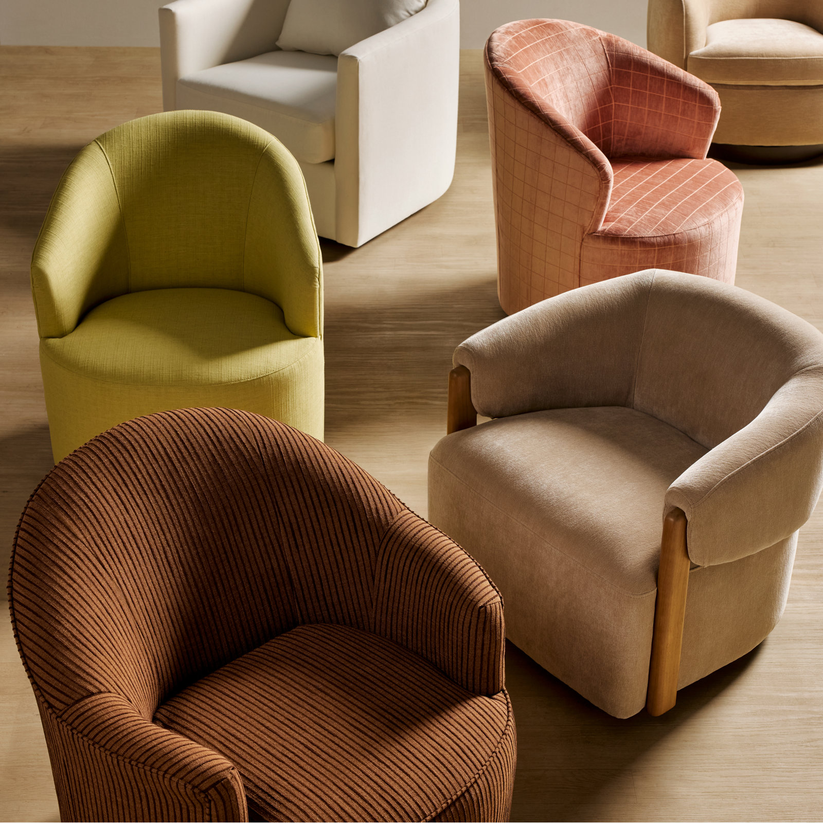 Swivel Accent Chair, Capri Wicker Performance Chenille