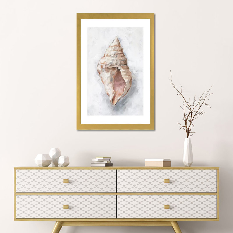 Print, Papier encadré doré, Blanc, H 32 po x l 24 po x P 1 po