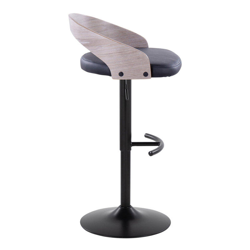 Tabouret de bar réglable et pivotant Grotto, Gris, Noir