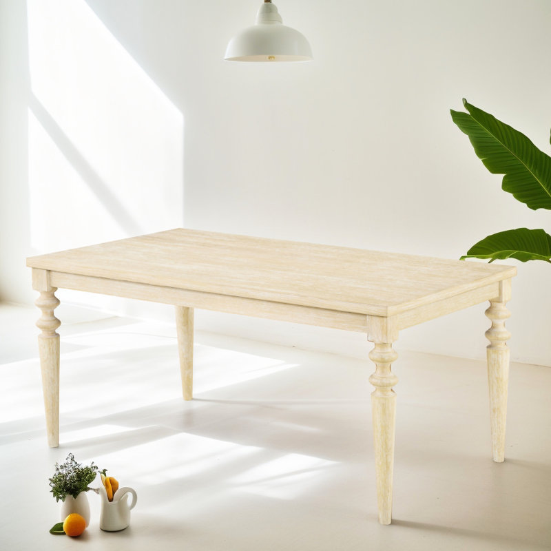 Repas: table rectangulaire avec pieds tournés, 4 chaises bleues et 5 chaises: brun et brun