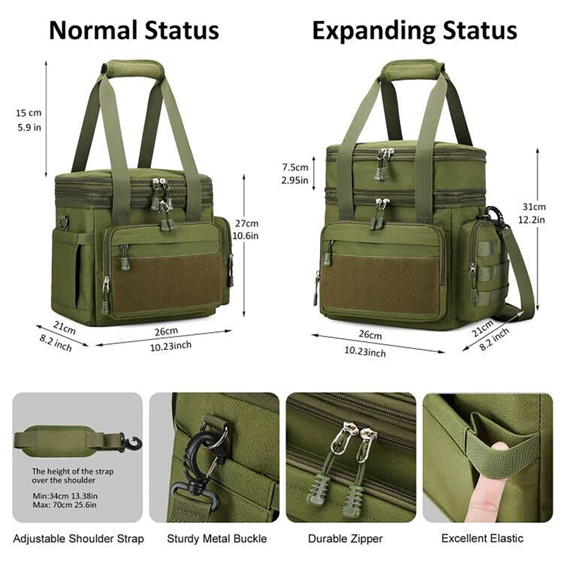 Grand sac à lunch isotherme 24L pour hommes, fourre-tout à deux compartiments pour le travail et le camping