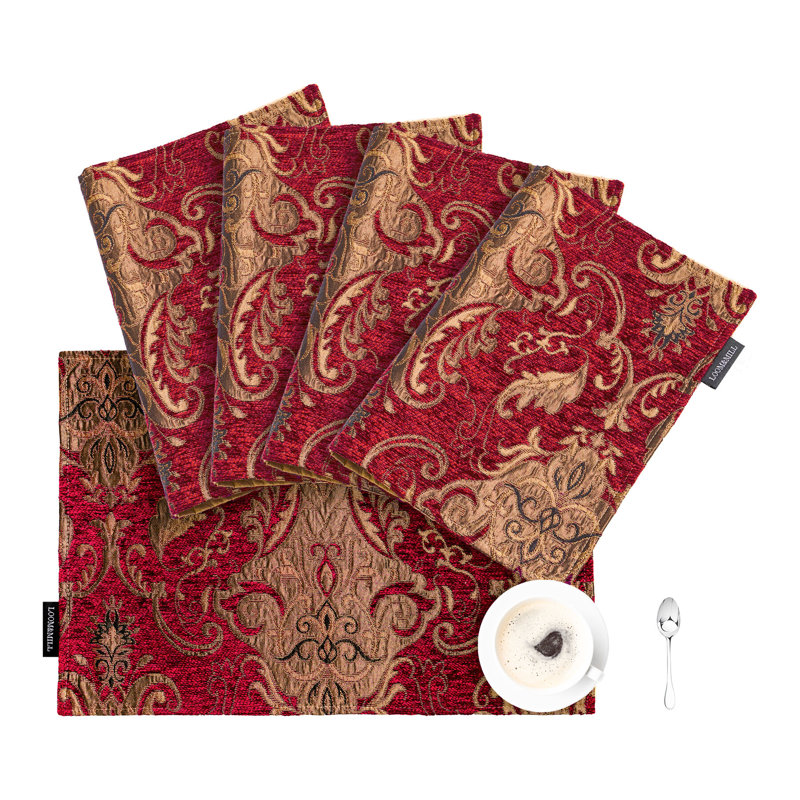 Chenille Damask Rectangle Placemat, 4