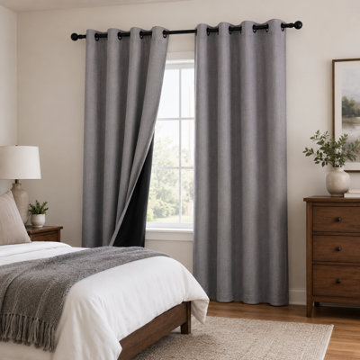 Rideaux occultant crème à aspect lin, 2 panneaux, rideaux à œillets texturés avec envers noir pour un meilleur sommeil et une plus grande intimité, l 52 po x L 84, chambre