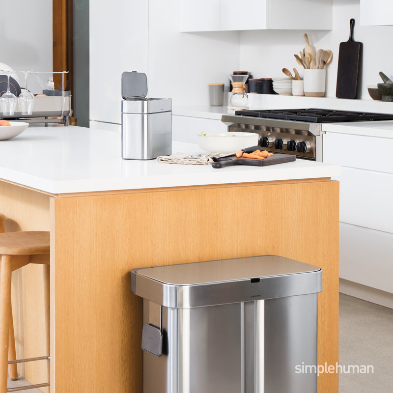 simplehuman 4 Liter / 1.06 Gallon Compost Caddy, Detachable and Countertop Bin Trash Can, Stainless Steel