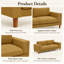 Beige Corduroy Upholstered Square Arm Sofa with Wood Legs-129166716
