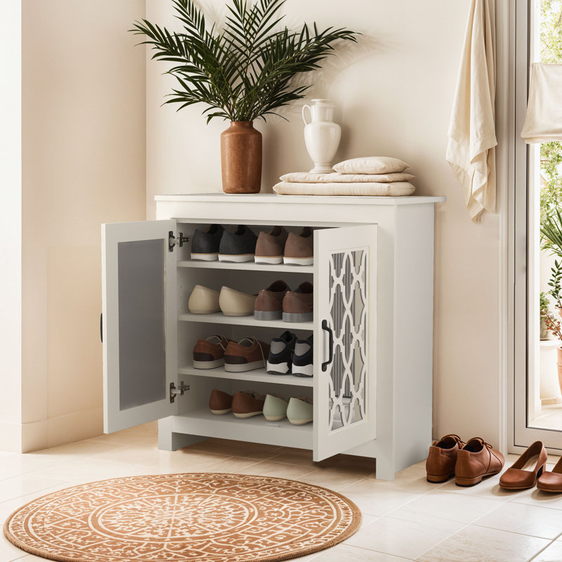 Chessani 12 Pair Shoe Storage Cabinet, Ivory
