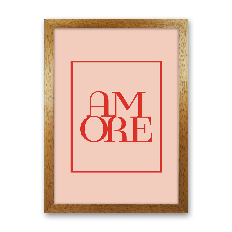 Amore 2020 Blush Red by Planeta444 - Single Picture Frame Print, Brown Framed, 63cm H x 46cm W x 3cm D