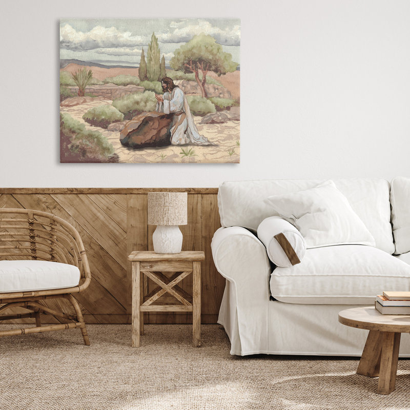 «Jesus Praying Countryside», conception par Elizabeth Medley, H 24 po x l 30 po