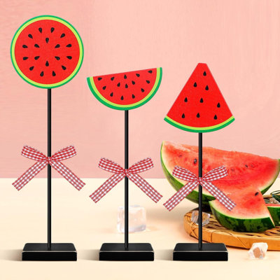 Summer Watermelon Wooden Table Decor Set Of 3