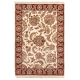 Hand-Knotted High-Quality Ivory and Red Area Rug