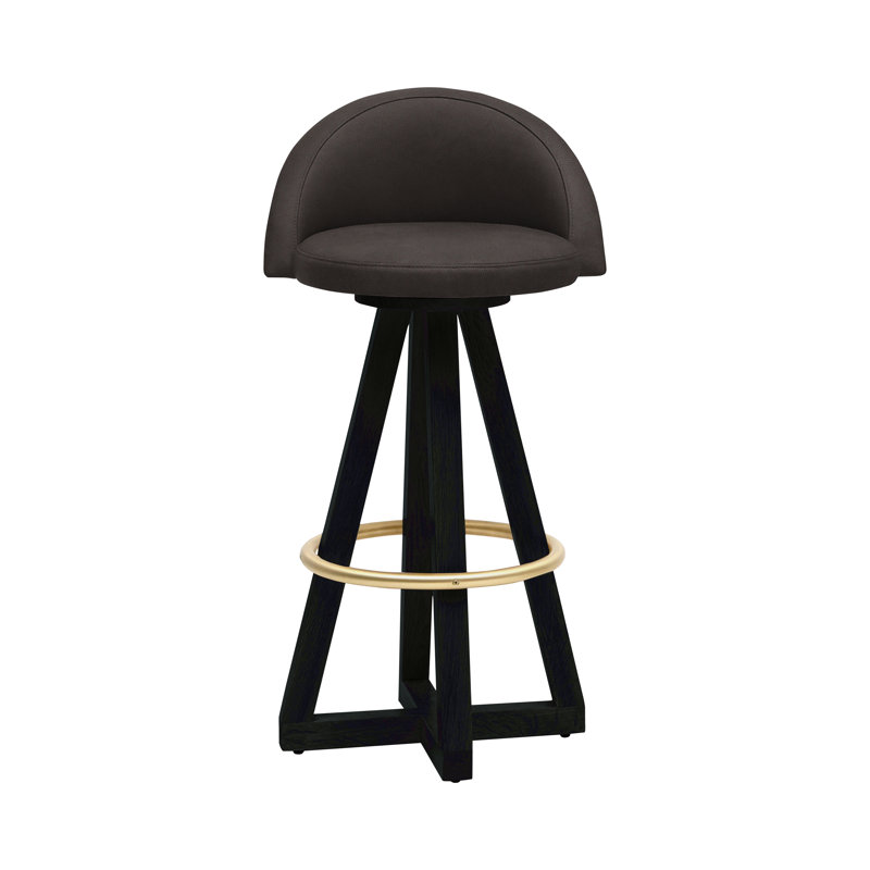 X3 Swivel 38" Bar Stool, Blackbean, Black Brass Oak