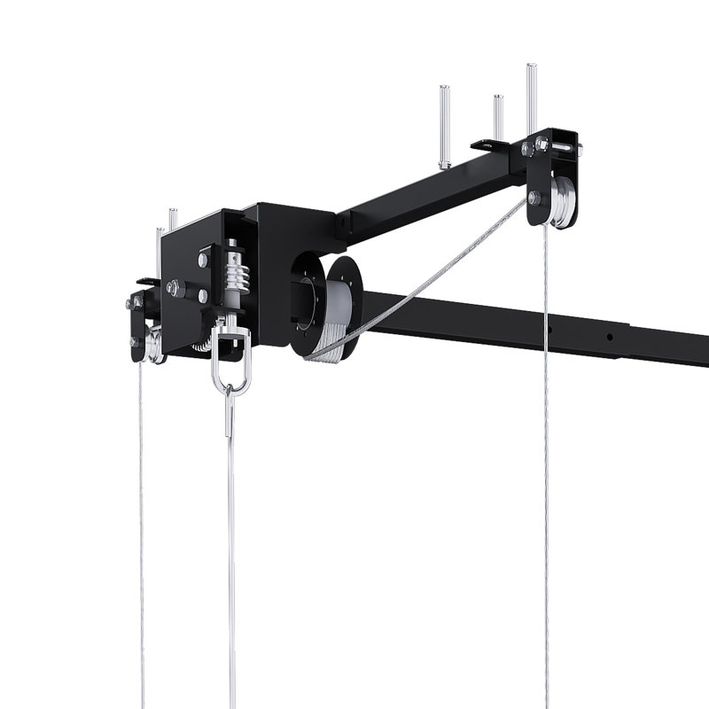 Support de rangement pour garage suspendu 4 pi x 4 pi pour plafonds hauts de 10 à 12 pi, fabrication entièrement en acier d'une capacité de 250 lb avec verrou de sécurité (installation requise, organisateur de garage robuste)