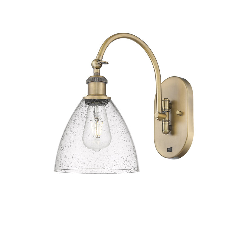Bras pivotant en verre Amenda, Ampoule non incluse, Laiton brossé