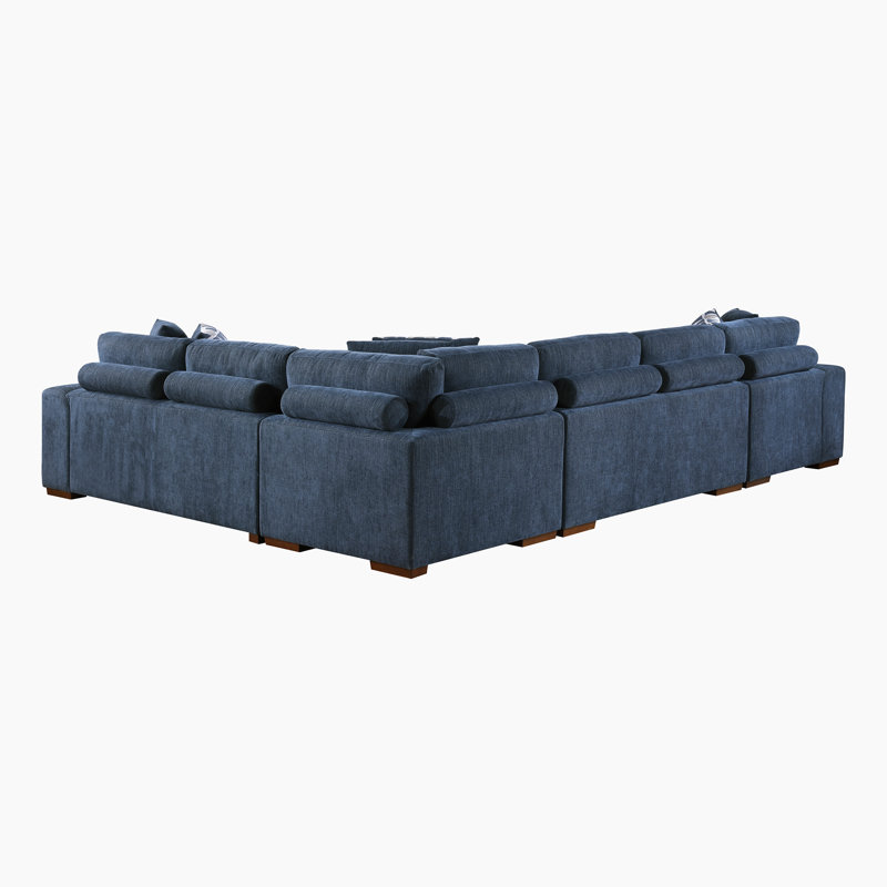 Odesser 4-Piece Chenille Sectional Sofa Sleeper with Chaise
