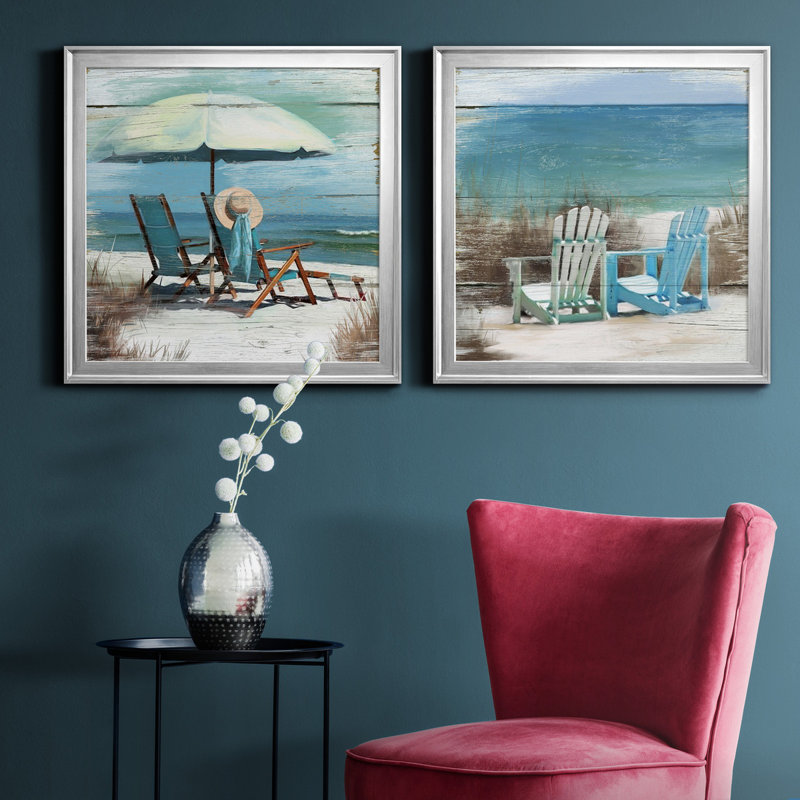 Perfect Spot - Ensemble de 2 peintures sur toiles encadrées, Argent, H 34,5 po x l 69 po x P 1,5 po
