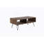 Table basse en bois récupéré avec rangement ouvert, pliable et de style rétro pour le salon.