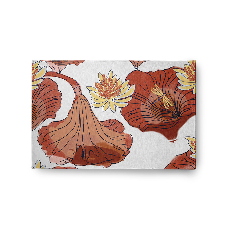 Zurianna Chenille Floral Indoor / Outdoor Rug, Rectangle 2' x 3'
