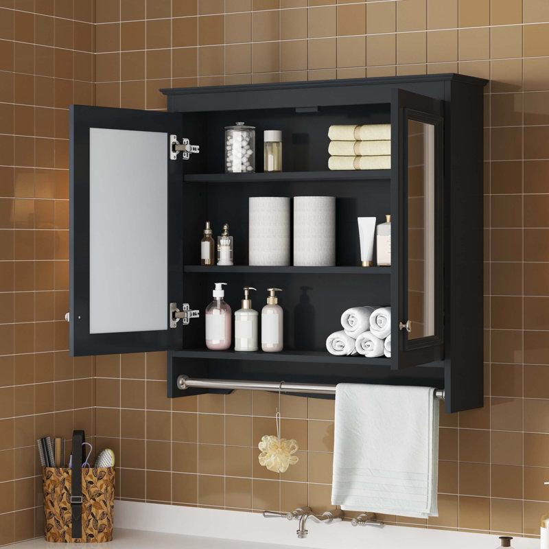 Armoire de toilette 3 en 1, Noir