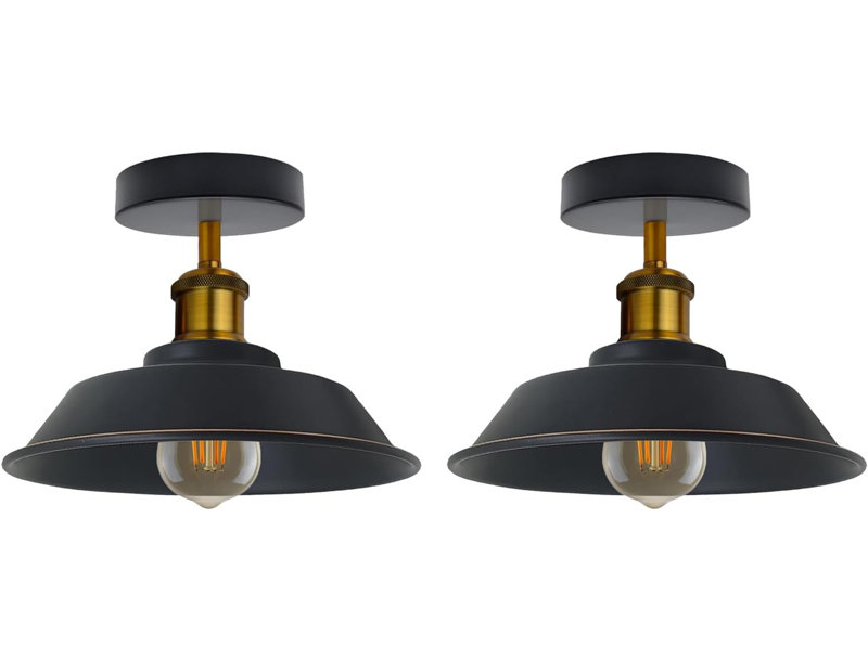 Semi Flush Mount, Black/Gold