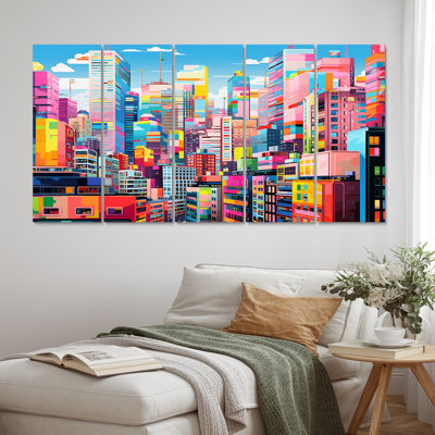 «Colorful City», ensemble de reproductions d'art en métal Popart III
