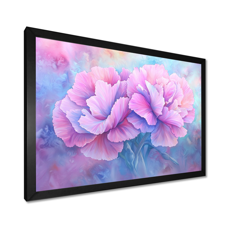 Harmony of Carnation - œillets, art mural, Reproduction encadrée d'une seule photo sans pass, Noir, 16" H x 32" W