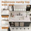 Dessus de meuble-lavabo en marbre de 43 pouces, comptoir blanc avec 3 trous de robinet pré-percés, comptoir de salle de bain avec lavabo central rectangulaire encastré et dosseret de 4 po de hauteur, Bianco Carrara Venato
