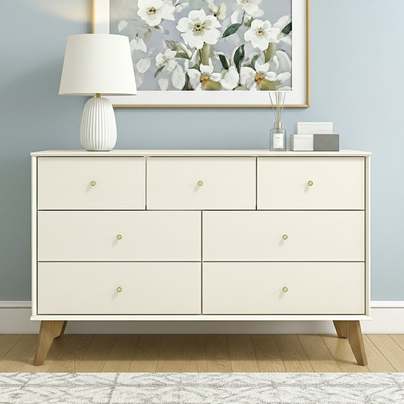 Abby Corda 7 Drawer Chest of Drawers, Ivory
