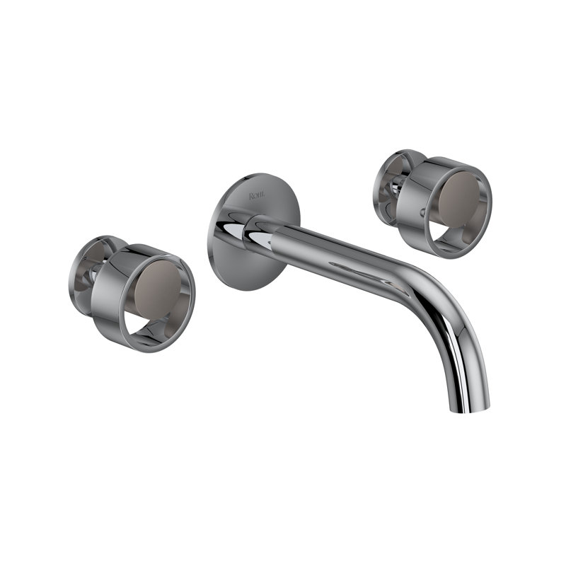 Eclissi Wall Mount Lavatory Faucet Trim With C-Spout, Polished Chrome/Satin Nickel